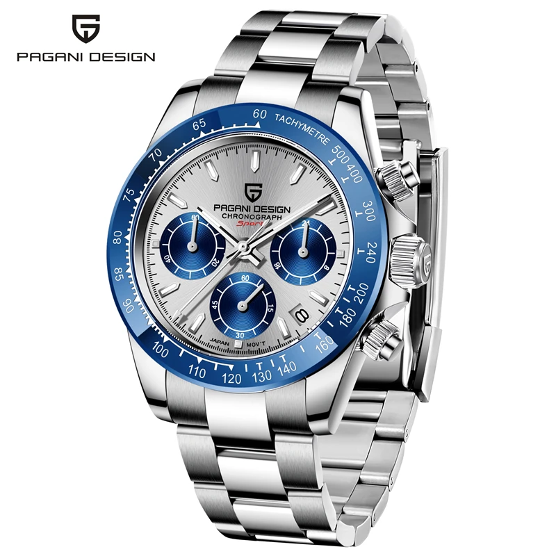 

PAGANI DESIGN 1644 Brand Top Luxury Men Watches Stainless Steel Business Date Clock Sports Waterproof Chronograph Quartz Watch