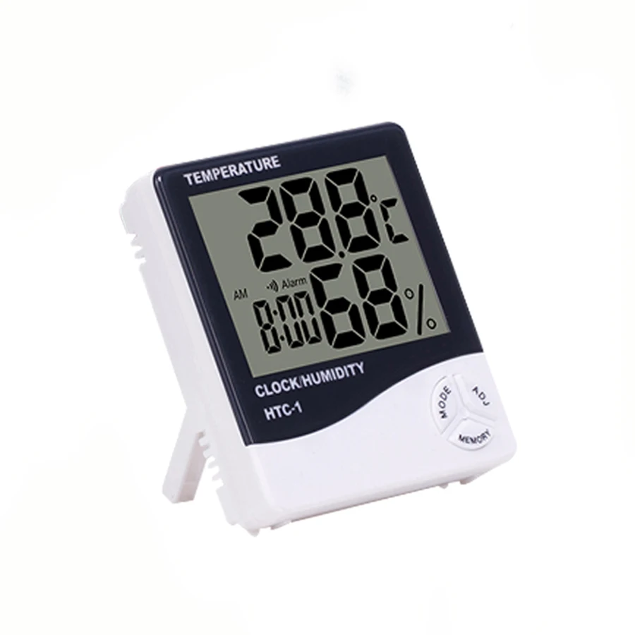 Indoor Digital C/F Room Thermometer Hygrometer Temperature Humidity Meter Clock HTC-1 for home weather station multi-funcation