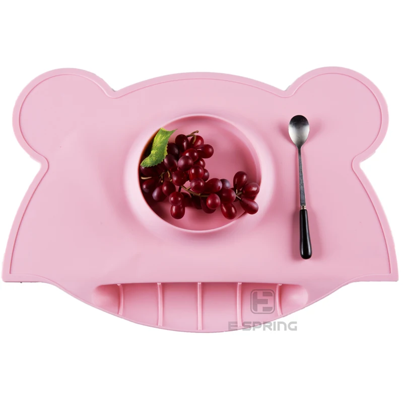 

Waterproof bear shape lovely silicone high quality baby food bowl mat, According to pantone color