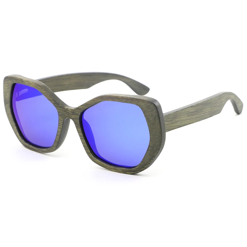 

Dark green polygonal sunglasses fashion bamboo sun glasses