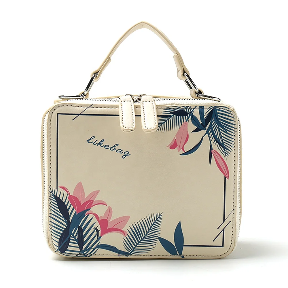 

LIKEBAG Square Shape Floral Print Shoulder Bag Casual Cross Body Bag for Women