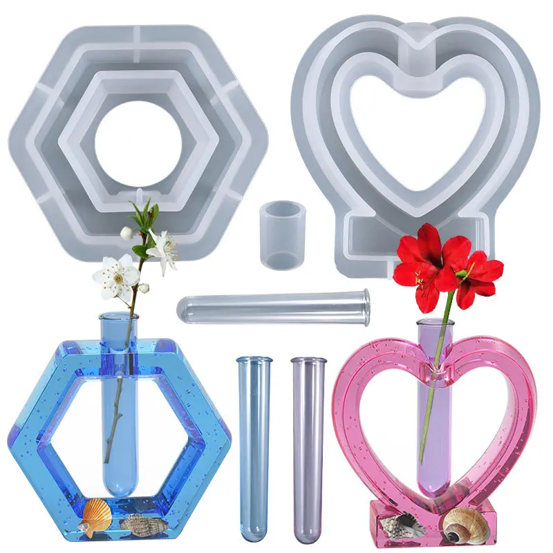 

GC Epoxy Hexagon Heart Shape Vase Silicone Mold Diy handmade decoration resin molds moldes para resina epoxica, Random