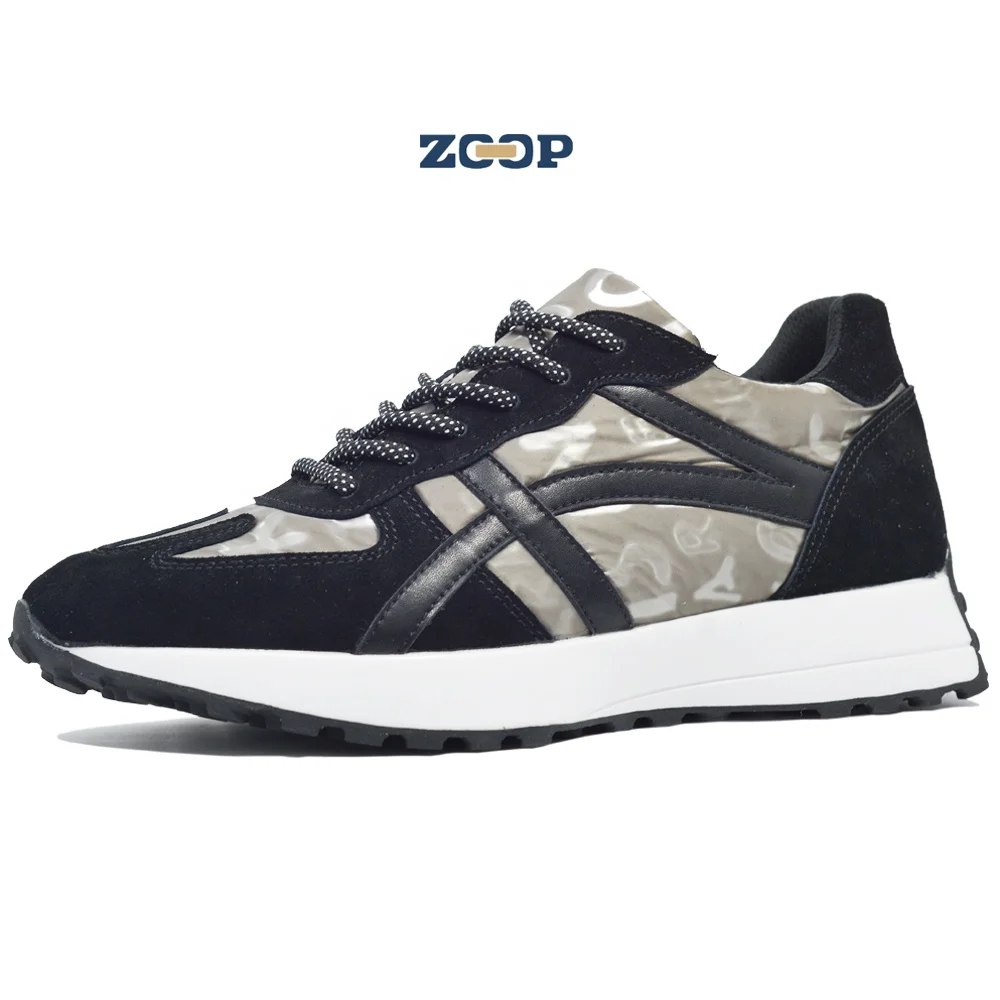 

Non-slip rubber sole running sport shoes for men black suede upper breathable jogging shoes men's fashion sneaker all seasons