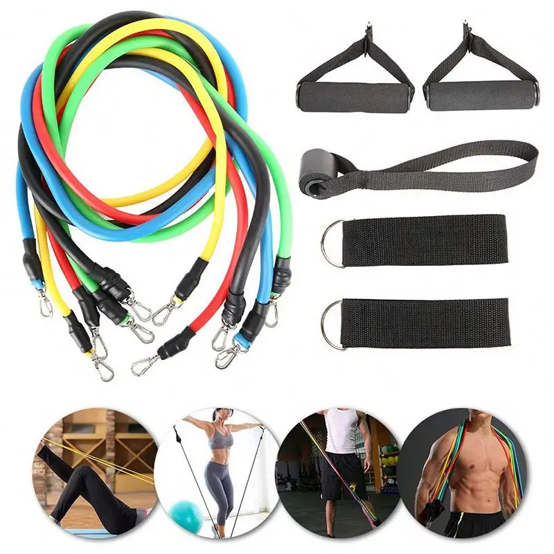 

Women High Waist Gym With Yoga Set Logo On 11 Tension Resistance Band Tube Sets Rubber Elastic Workout Strength