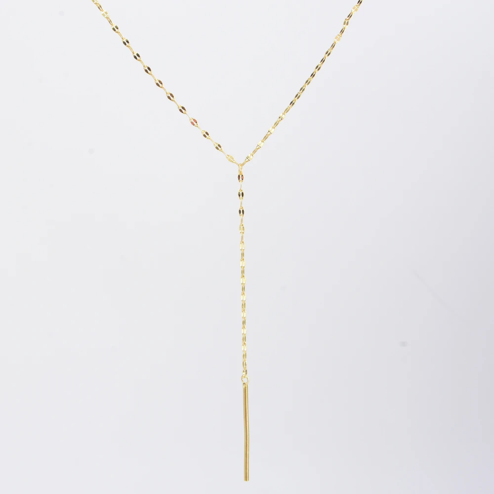 

#74 Simple Design Line Necklace Graceful Golden Line Pendant Necklace, As picture