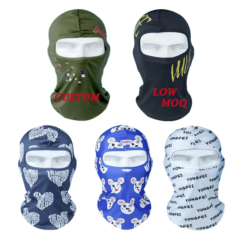 Custom logo design full over printed logo cagoule mask balaclava motorcycle snowboard milk silk ski mask balaclava