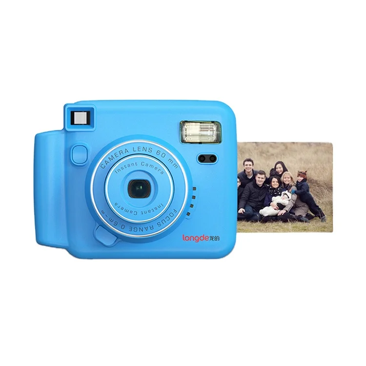 
Instant Camera with Flash & 5 Lighting Modes, Compatible with Instant Mini Film, Blue&Pink 
