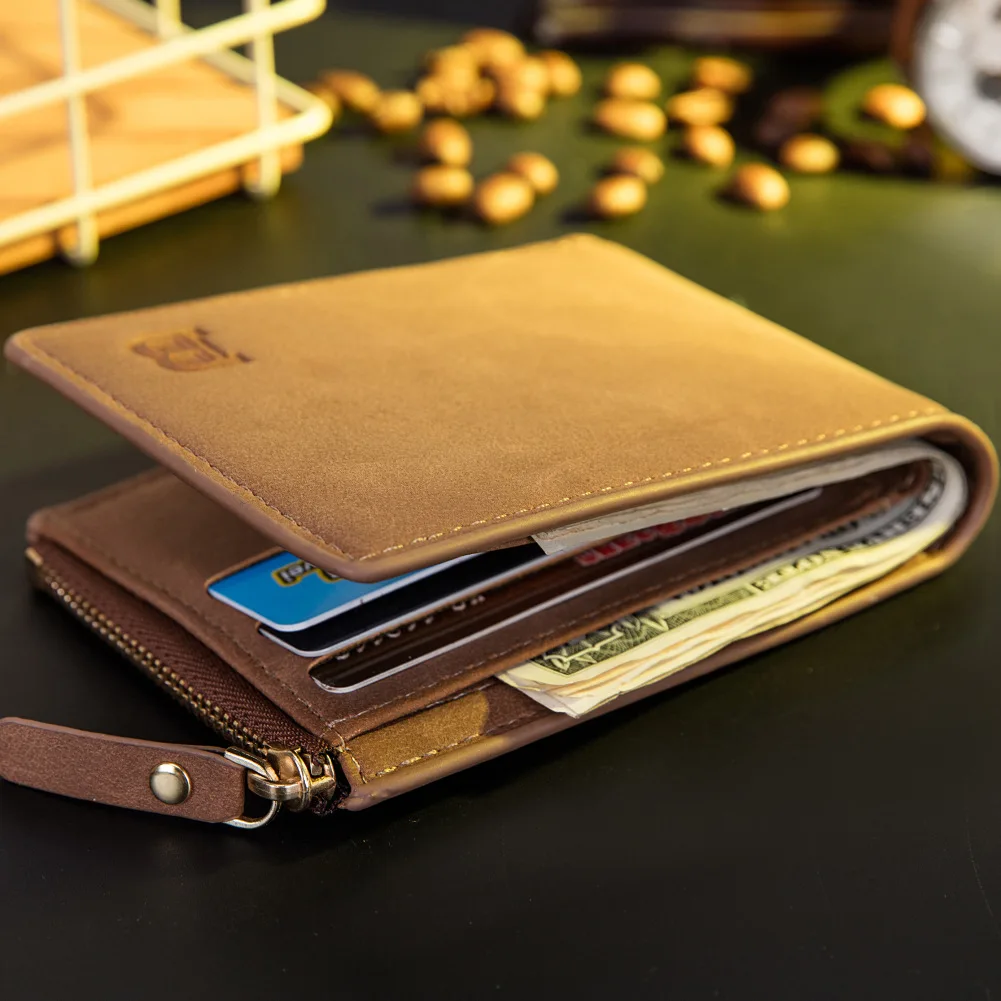 

Brand US dollar coin purse ID credit card holder bifold mens slim wallet for men, As shown or customized colors