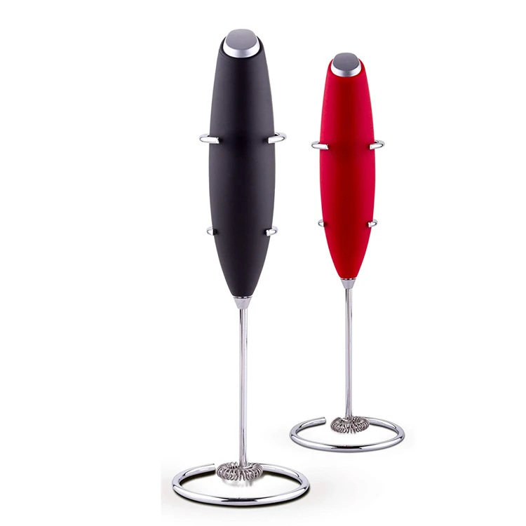 

Factory Wholesale 2*AA Batteries With Stainless Steel Stand Milk Frother, Black
