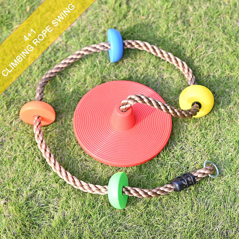 

Outdoor Playground Tree Swing with Climbing Rope and Platforms Disc Swing Seat