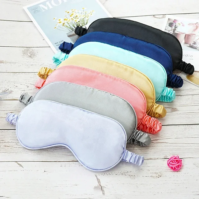 

Wholesale fashionable soft custom cover silk travel night sleep eye mask with elastic strap band for sleeping