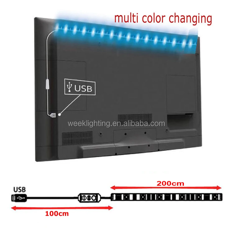 4PCS 50CM USB Power RGB LED Strip Light 5050 SMD Computer TV PC Backlight