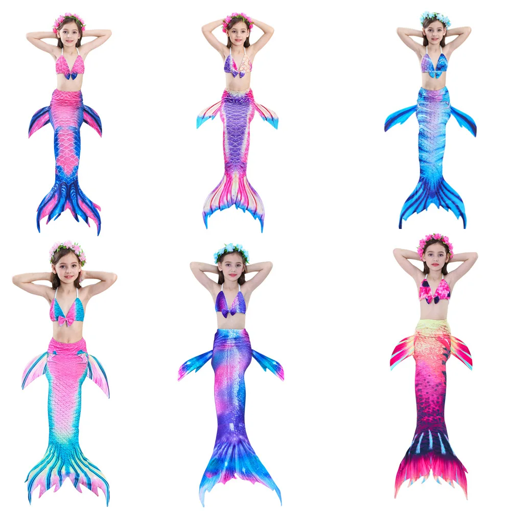 

2021 news bath suit tankini swimwear girls party Little Mermaid Tail Costume Bikini Bathing suit holiday party mermaid tail, Pink,purple,red,sky blue