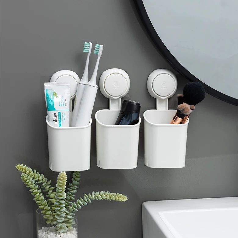 

ECO Friendly Bathroom Multifunctional Toothbrush Cup Holder Set Wall Mounted Storage Toothbrush Dispenser holder Suction