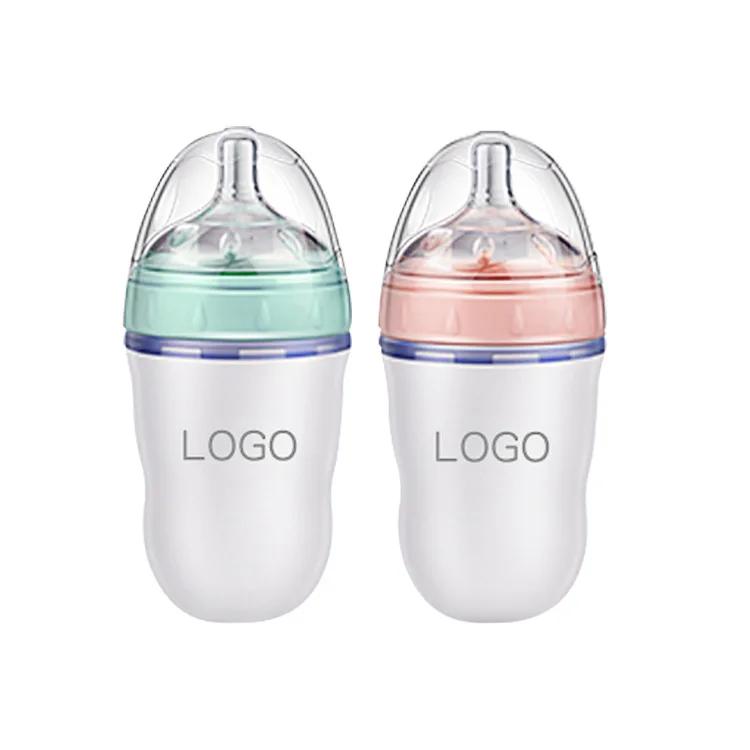 

Custom logo 240ml newborn baby bottle silicone baby feeder silicone baby milk bottle
