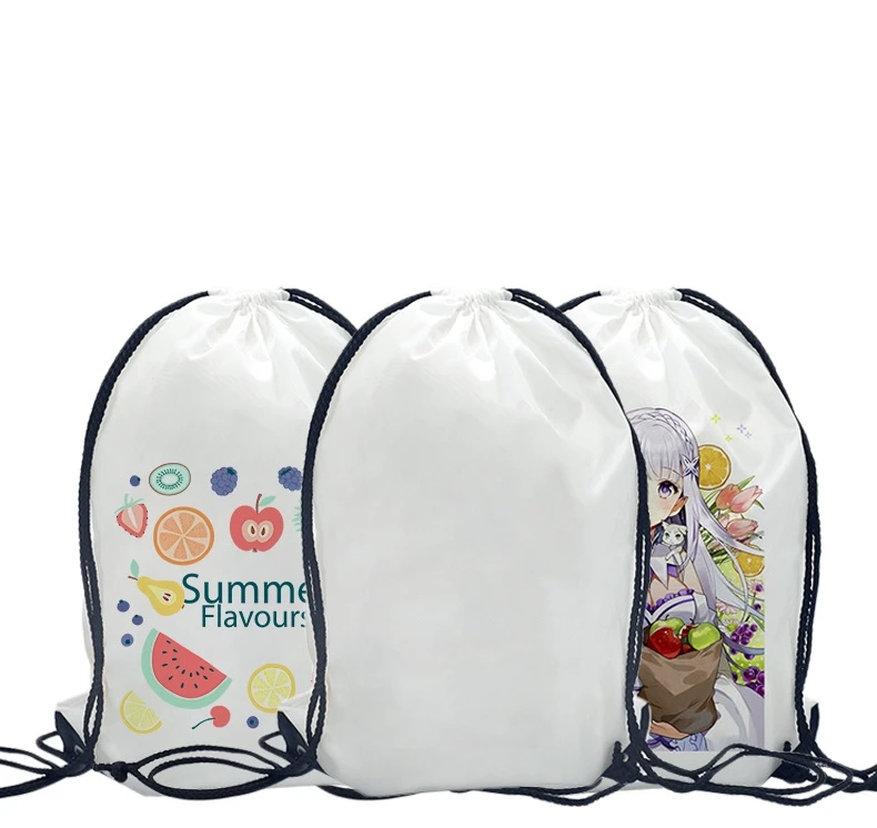 

A3388 Custom logo heat printing Drawstring Bag Storage Shopping Backpack DIY Folding Drawstring Bag, White, custom logo