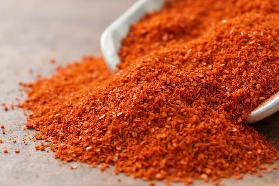 Close-up view of crushed red pepper flakes next to common substitute ingredients