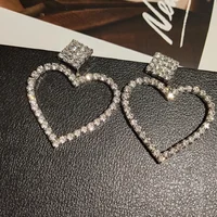 

SHE344 2019 New Arrival Luxury Beautiful Design Crystal Heart Shape Earring Full Diamond Peach Pendant Earring