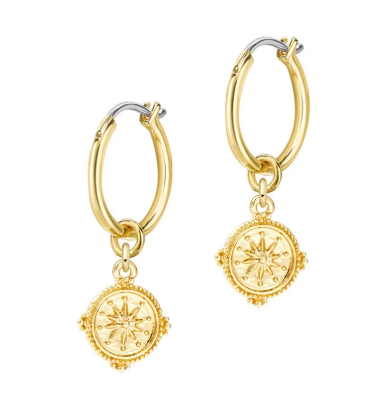

2022 new earring KC Gold coin Mount Star diamond hip hop classic overlay earrings