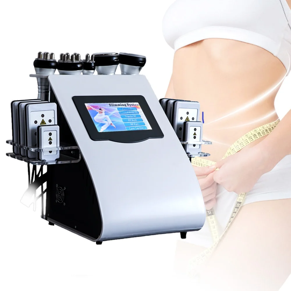 

TMlipo 6 in 1 40k cavitation &vacuum system Ultrasonic RF laser pads Body Shape Esthetic Fat burning weight loss machine