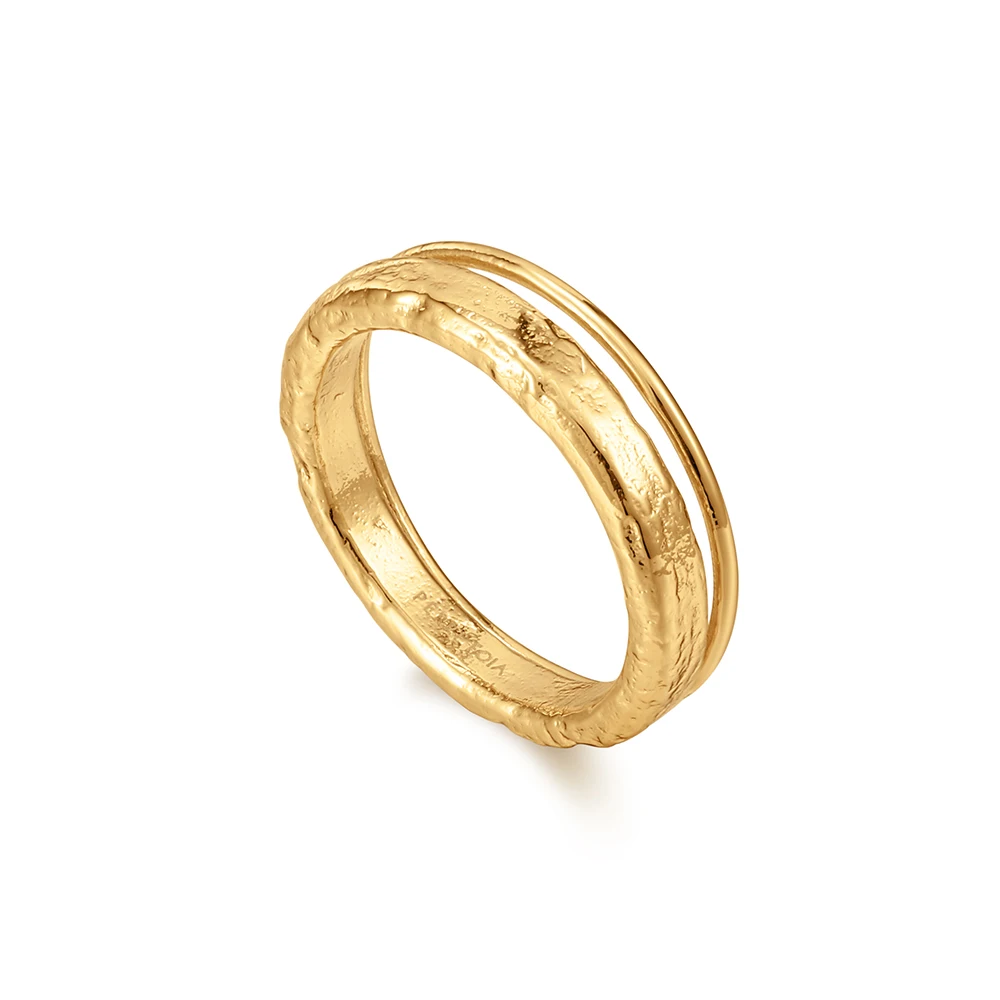 

Fashion Classic Textured Cut-out Band Ring 14K Gold Plated Brass Ring Unisex Ring