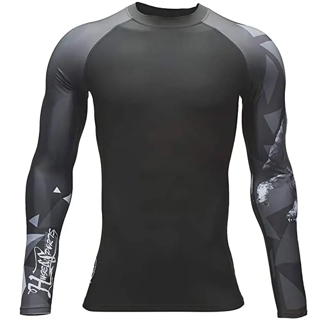 

Custom sublimated printed surfing compression shirt uv protection rash guard men UPF 50+ polyester rash guard, Customized color