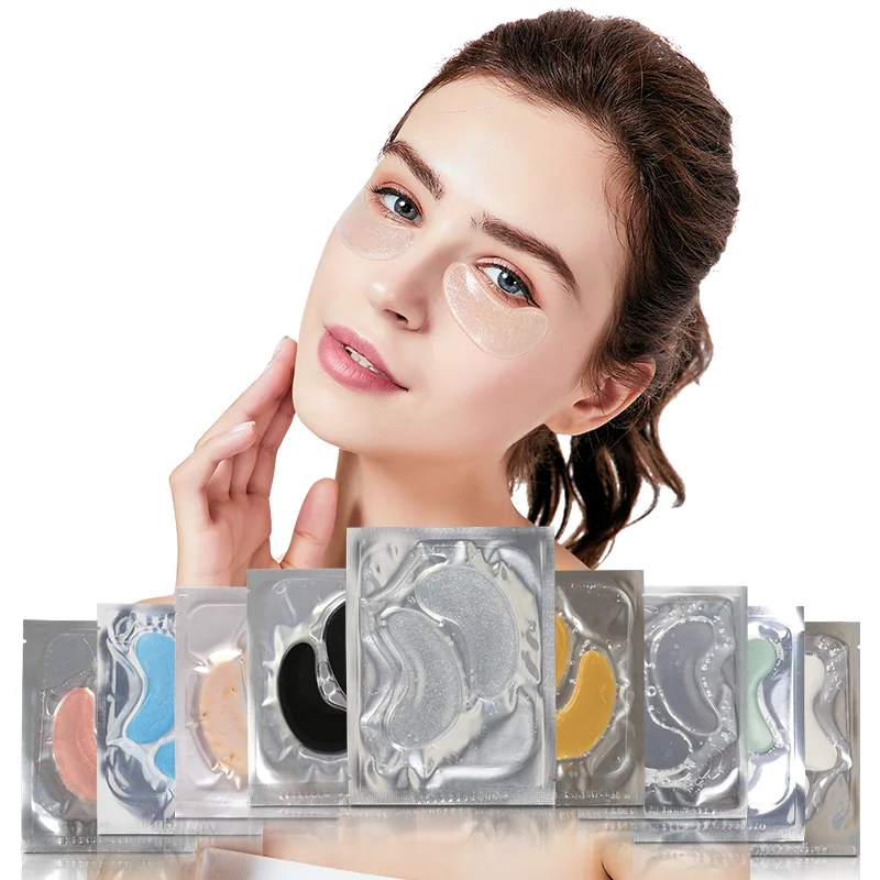 

Anti Wrinkle OEM Silver Glitter Crystal Collagen Eye Mask Cooling For Dark Circles Gel Hydrogel Eye Patches