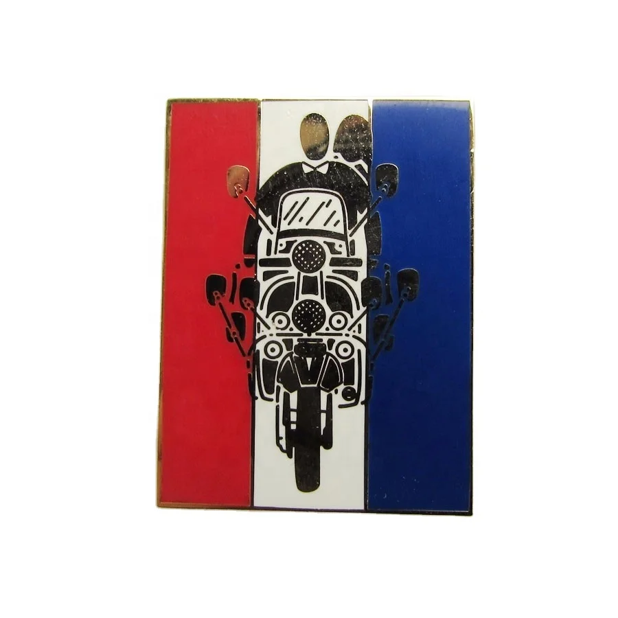 

Custom Your Design Make red and blue and white oblong Hard Enamel Motor zinc alloy Lapel Pins Badge, Patone color