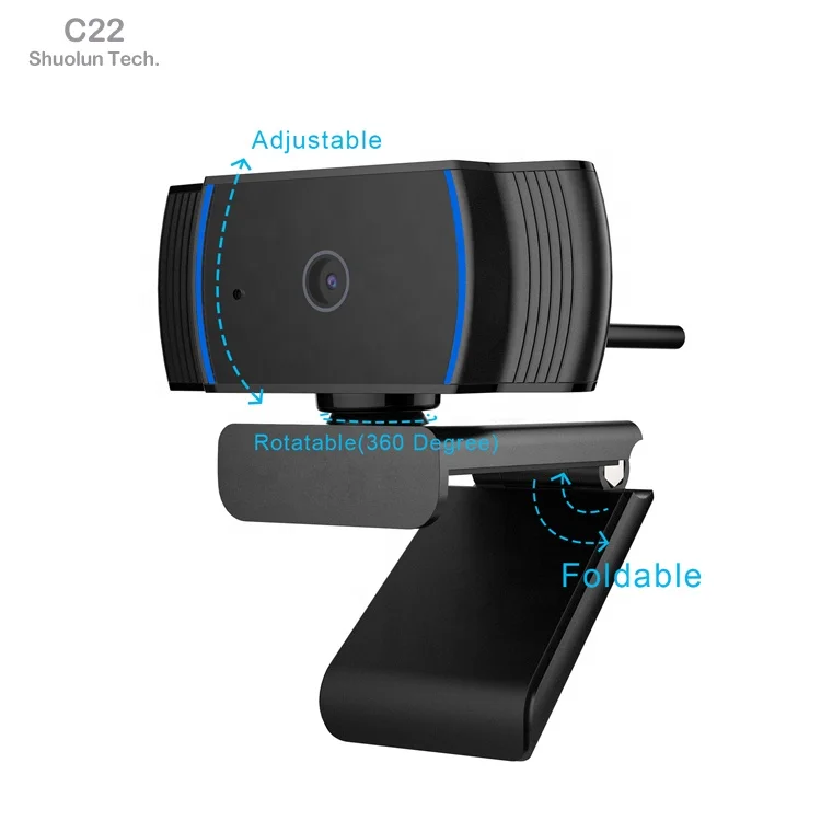 
Shuolun C22 Stock Original Black Full HD 30 FPS Field of View 90 Degrees USB Webcam for Computer Monitor 