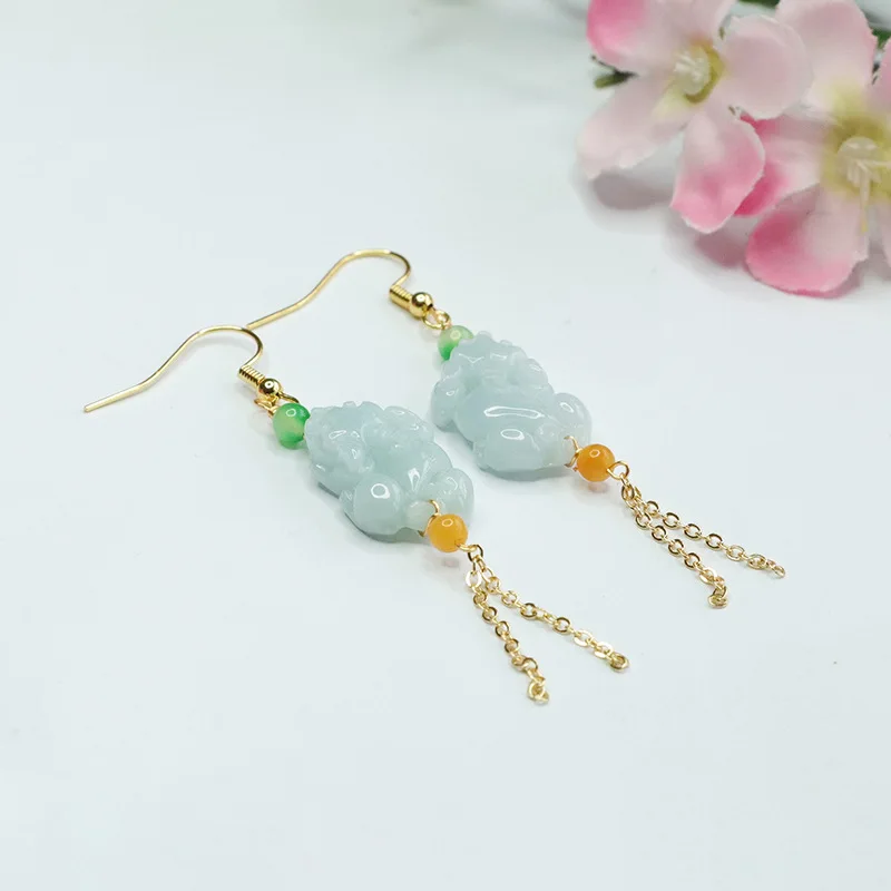 

JYZ Natural Myanmar Jade Earrings Ear Hook Women's Jade Wholesale Live Broadcast Factory On Behalf Of FC2121506