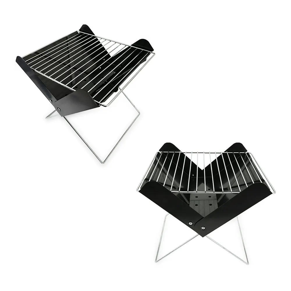 

Easy folding outdoor mini BBQ charcoal grill, Black