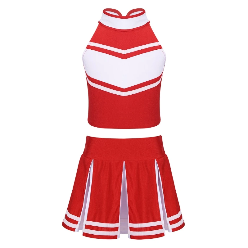 

iEFiEL Girls 2PC Patriotic Cheerleading Outfit Uniform Costume Carnival Party Cosplay Costumes