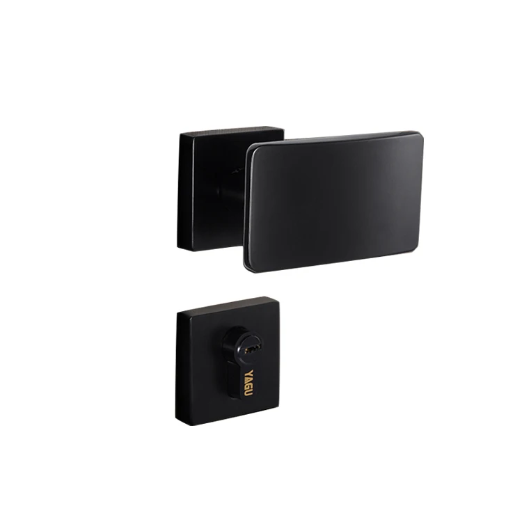 

Rectangular handle Nordic black wooden door handle lock set split mute CL-0661