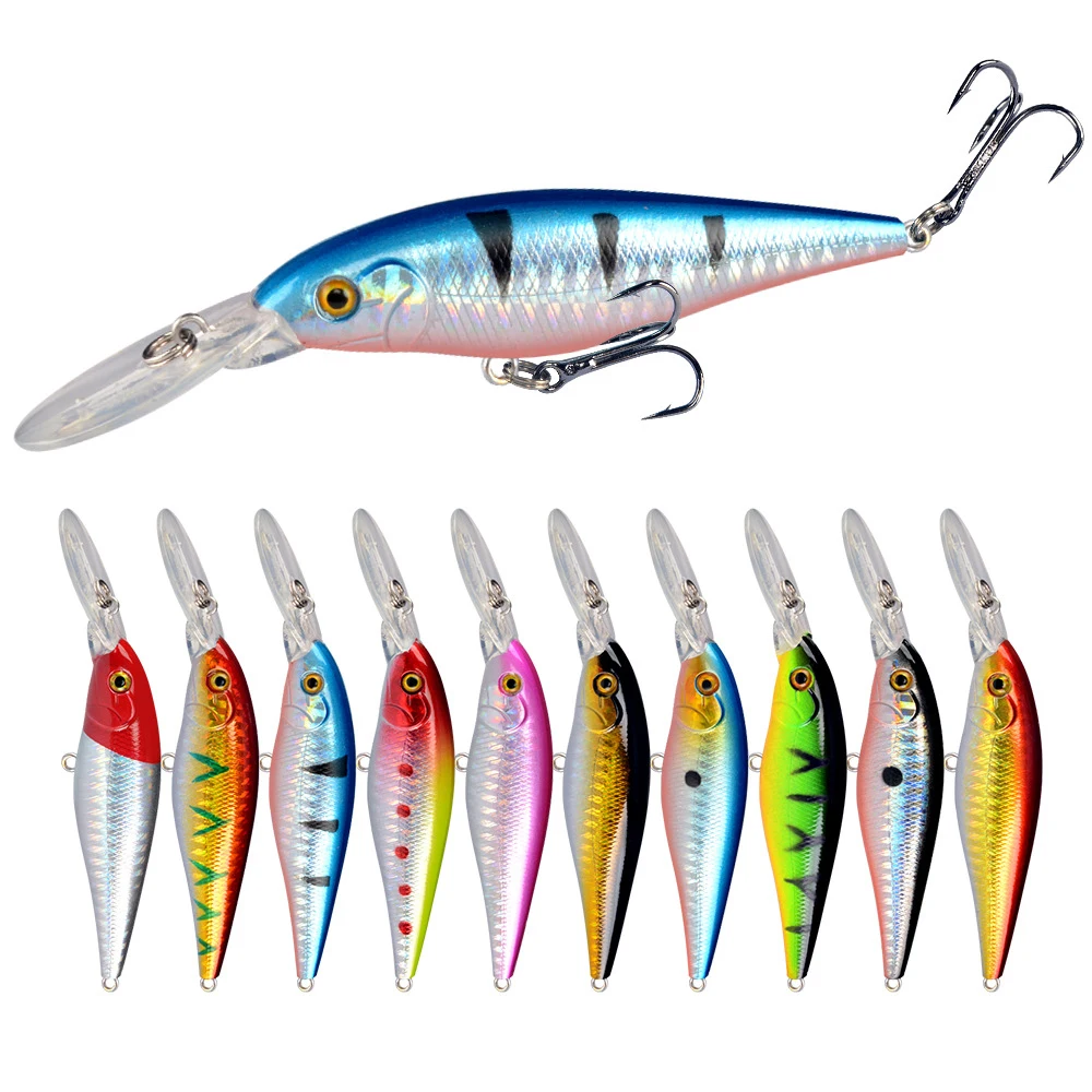 

Jetshark Wholesale 110mm/10.5g 10 Colors 3D Lure Eyes Strong Hooks Sinking hard bait Saltwater Sea Minnow Fishing Lures