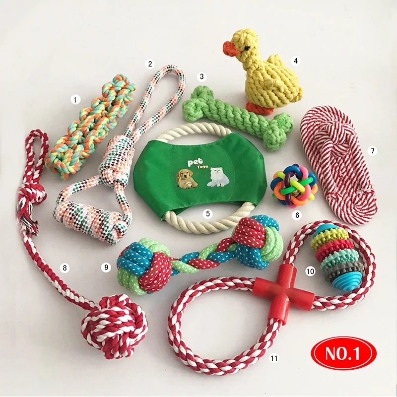 

Custom Pet Dog Toy Set Pack Set Ball Rubber Cotton Dog Rope Toy Squeaky Pet Dog Toys, Picture