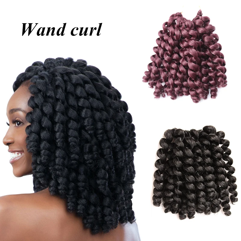 

jumpy wand curly braid Crochet Braids Hair 8 inch Bounce Jamaican Afro Fluffy Jumpy Wand Curls 20strands/pack Crochet Twist Hair