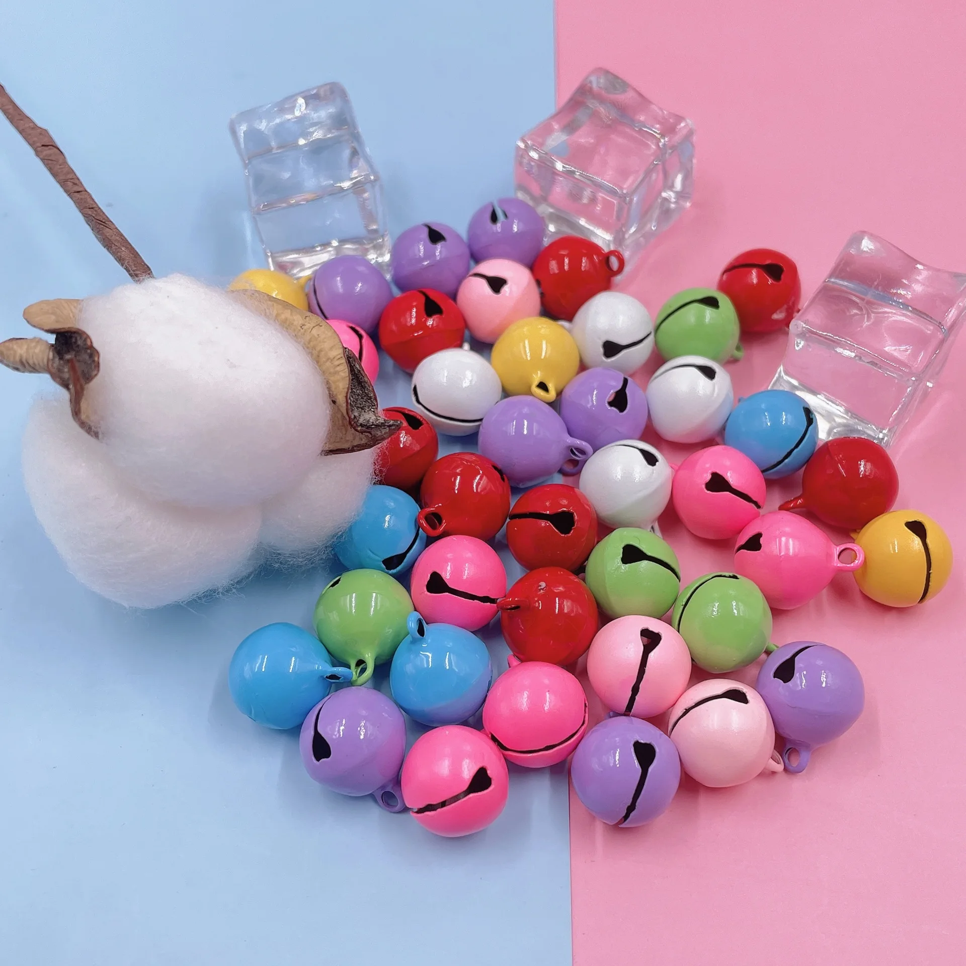 

14mm Diy Accessories Matting Metal Xmas Bell With Snow Colorful Jingle Bell For Christmas