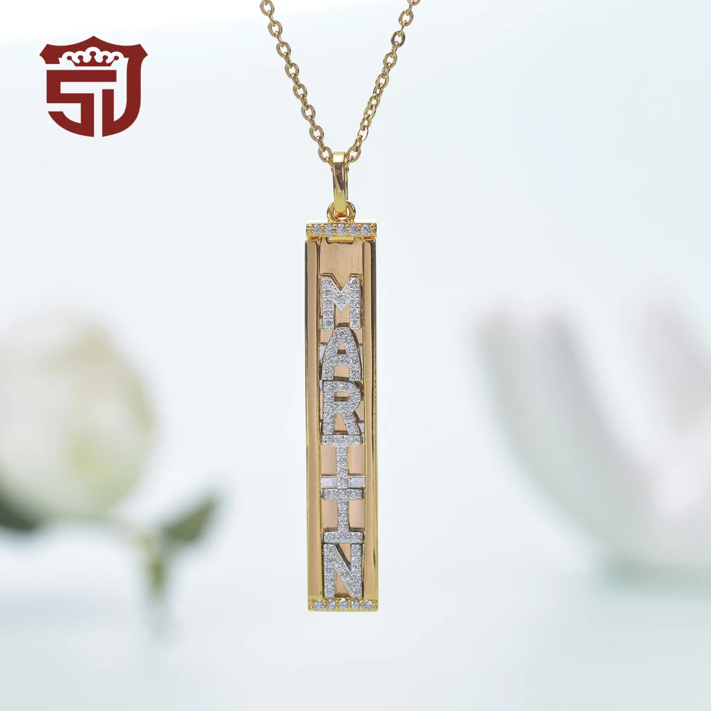 

Bar Necklace Copper Materials Real Gold Plated Personalized DIY Slider Necklace Sliders Charms Letter Diamond Necklace