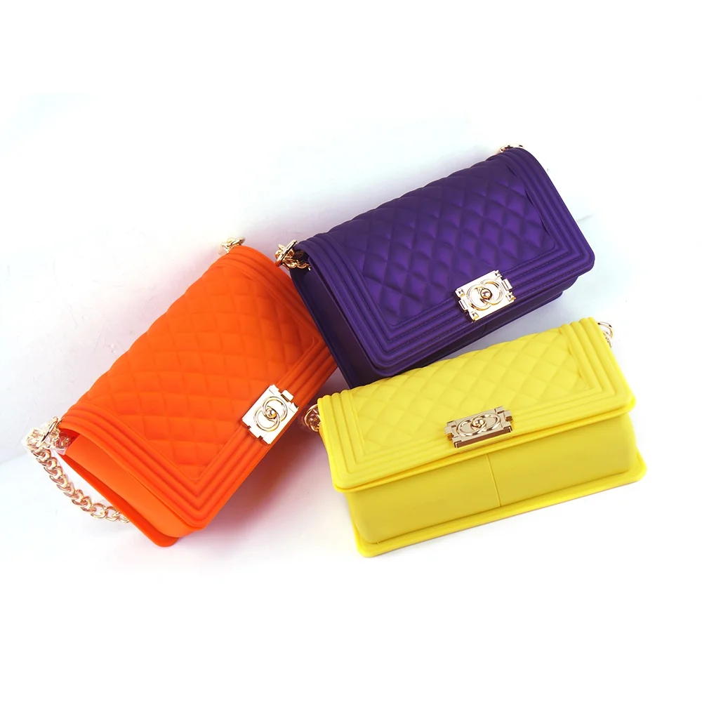 

2021 Fashion crazy selling lattice styles waterproof jelly handbag purses for women