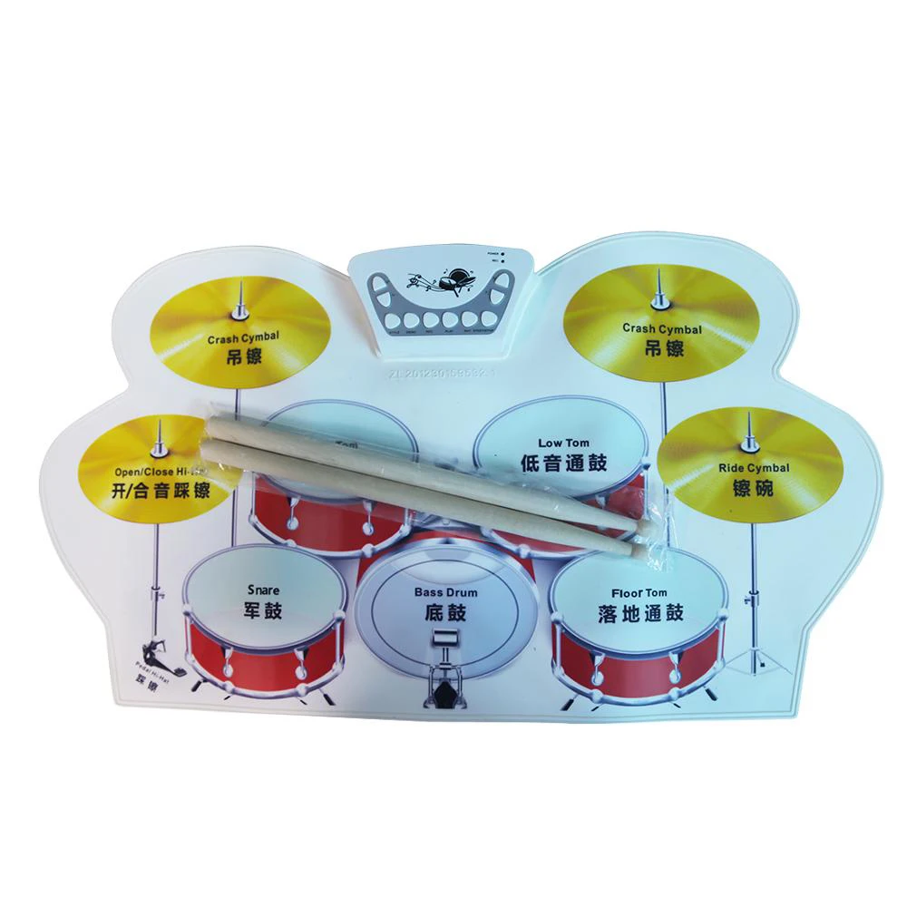 

W1008M Roll Up Drum Kit Usb Midi Roll Up Drum Kit electronic drum set, Red / yellow /oem color