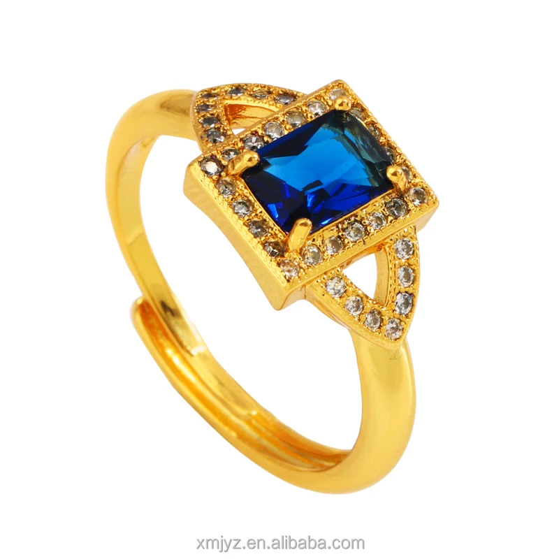 

Foreign Trade E-Commerce Hot Models European And American Jewelry Ring Creative Square Sapphire Ladies Ring Wholesale