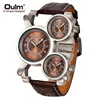 Oulm 1167 Top Brand Luxury Military Quartz Watch Unique 3 Small Dials Leather Strap Male Wristwatch Relojes Hombre