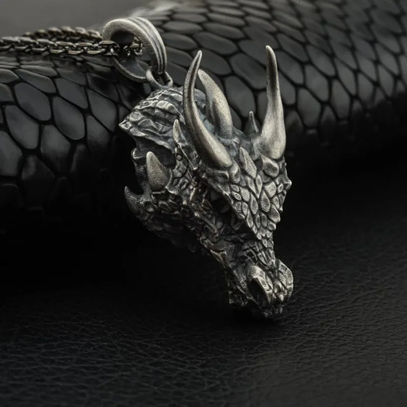 

Dragon necklace Nordic Viking dragon head pendant necklace ferocious dragon necklace charm jewelry Father's Day gift for men