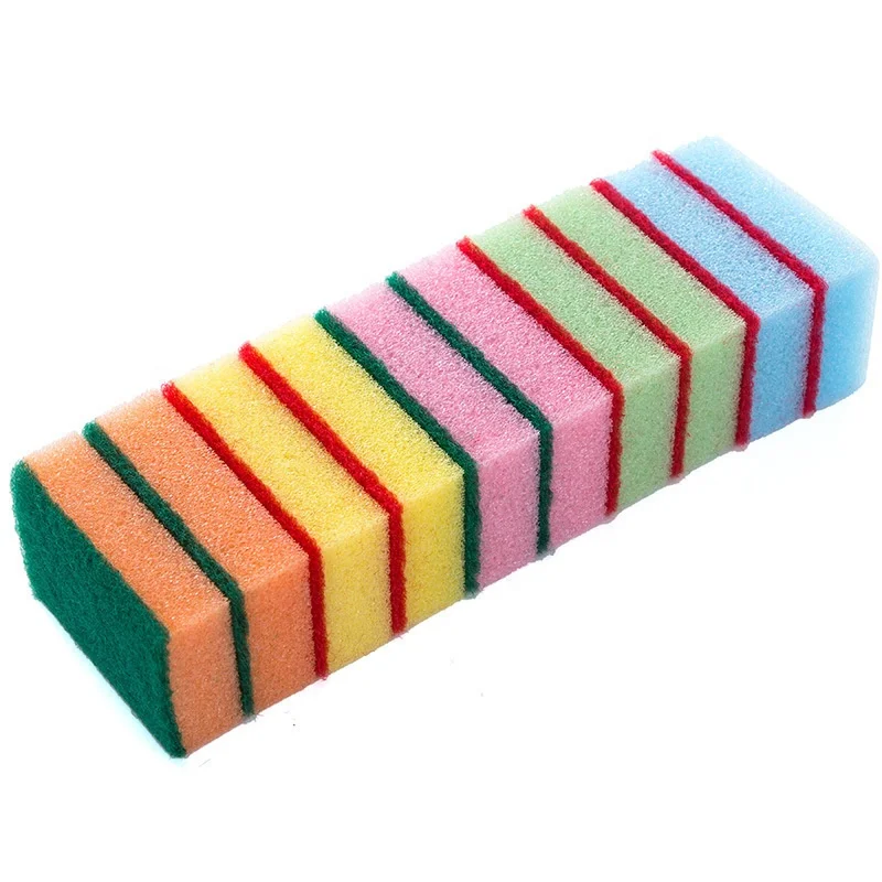 

10 pcs/bag Multicolor Customize Powerful Microfiber Absorb Sponge Cleaning Sponge For Dish Washing