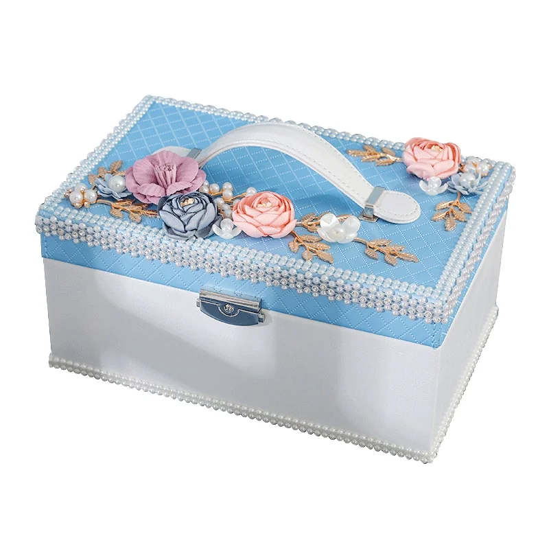 

Goldbox2021 pearl retro multifunctional cosmetics storage box custom logo