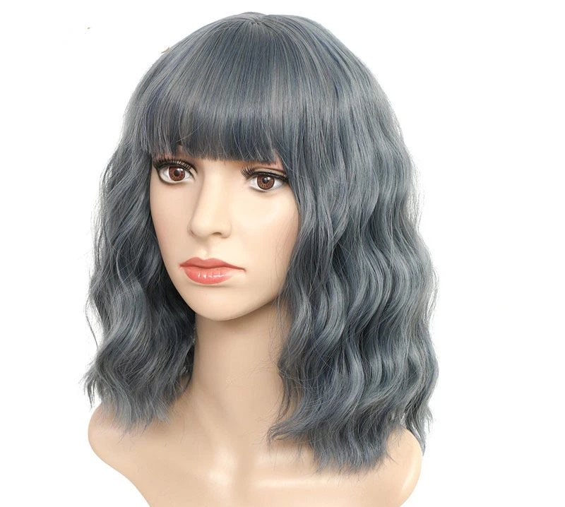 

Amazon hot sell Pastel Wavy Synthetic hair wigs with wig caps, Red