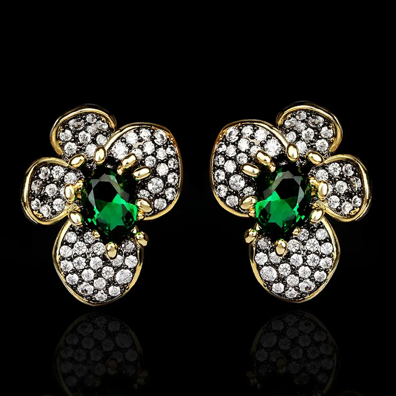 

Exquisite Fashion KYED0568 AAA Zircon Flower Women's Earrings Fashion Inlaid Pearl Women's Earrings Women's Party Jewelry, Black