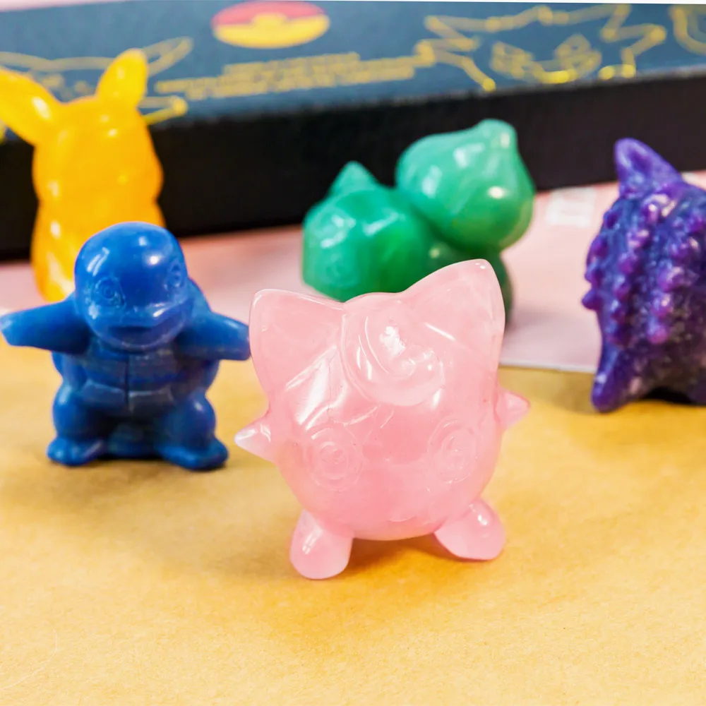 

Natural hand carved pocket monster gift box healing stone crystal for decoration