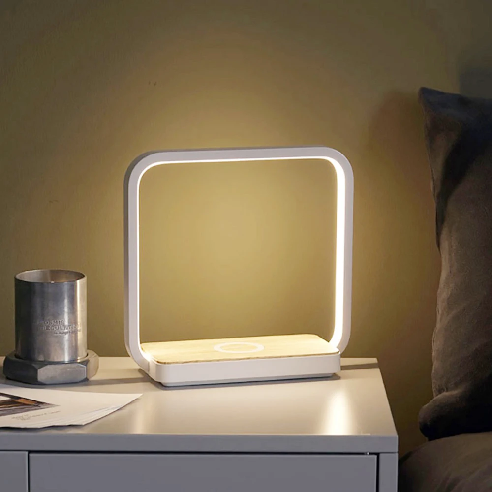 Bedside Lamp Qi Wireless Charger LED Desk Lamp with Touch Control 3 Light Hues,Table Lamp Eye-caring Reading Light