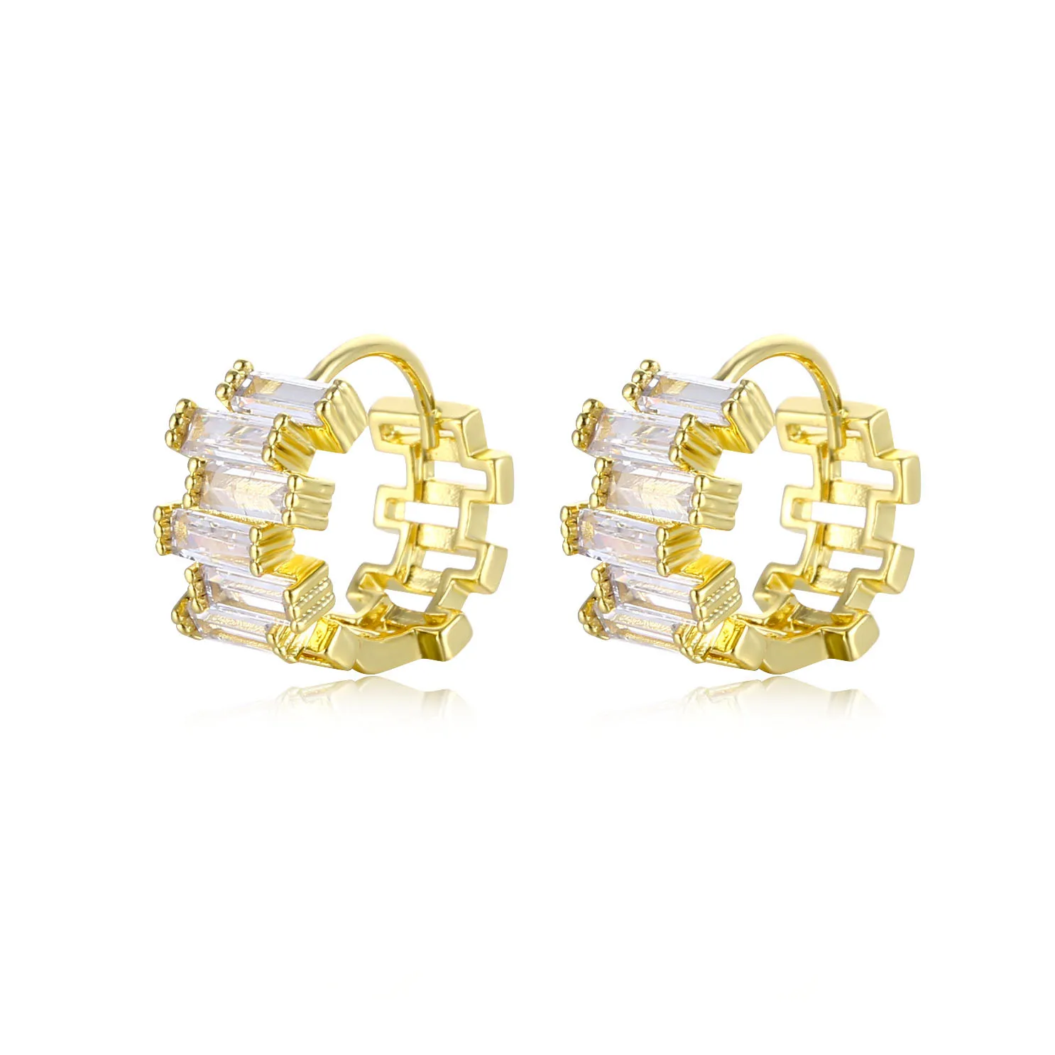 14k Gold round earrings fashio